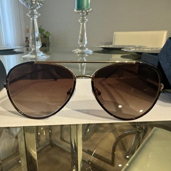 Prada PR 66XS 2AU6S1 Havana Metal Round Sunglasses Brown Gradient Lens - Picture 9 of 10